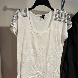 White stone short sleeve sweater